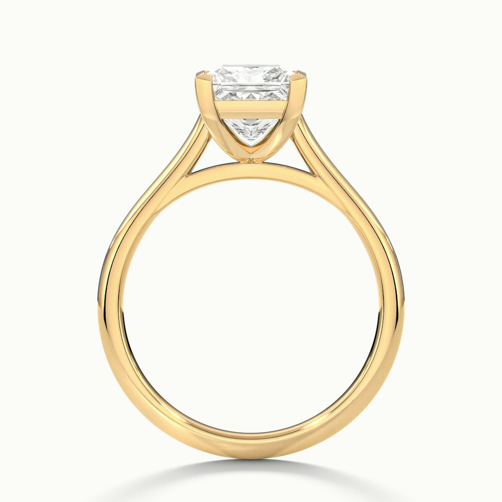 Lux 4.5 Carat Princess Cut Solitaire Moissanite Engagement Ring in 14k Yellow Gold