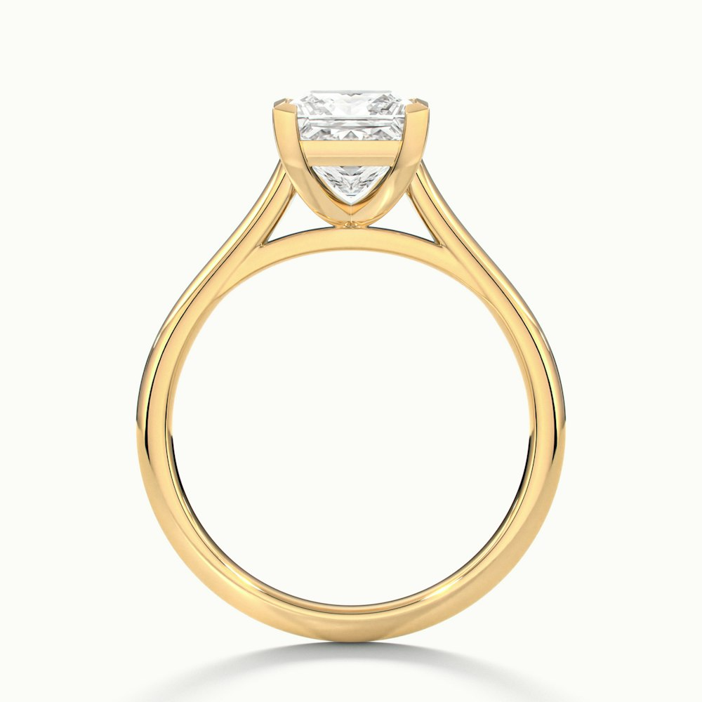 Lux 1 Carat Princess Cut Solitaire Moissanite Engagement Ring in 10k Yellow Gold