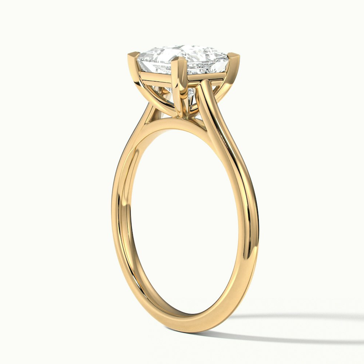 Lux 2.5 Carat Princess Cut Solitaire Moissanite Engagement Ring in 18k Yellow Gold