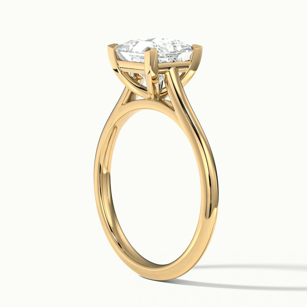 Lux 5 Carat Princess Cut Solitaire Moissanite Engagement Ring in 14k Yellow Gold