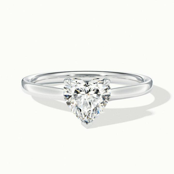 Mia 1 Carat Heart Shaped Solitaire Moissanite Engagement Ring in Platinum