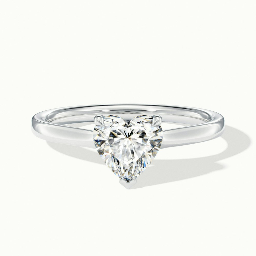 Mia 3.5 Carat Heart Shaped Solitaire Moissanite Engagement Ring in 14k White Gold