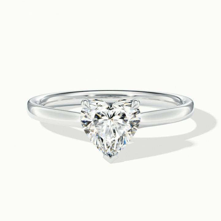 Esha 5 Carat Heart Shaped Solitaire Lab Grown Diamond Ring in 10k White Gold
