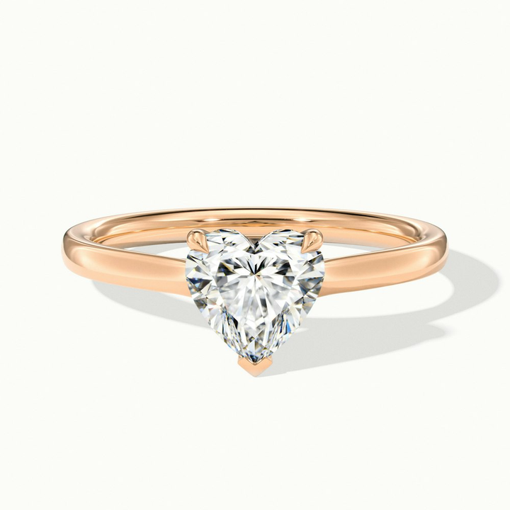 Mia 3 Carat Heart Shaped Solitaire Moissanite Engagement Ring in 18k Rose Gold