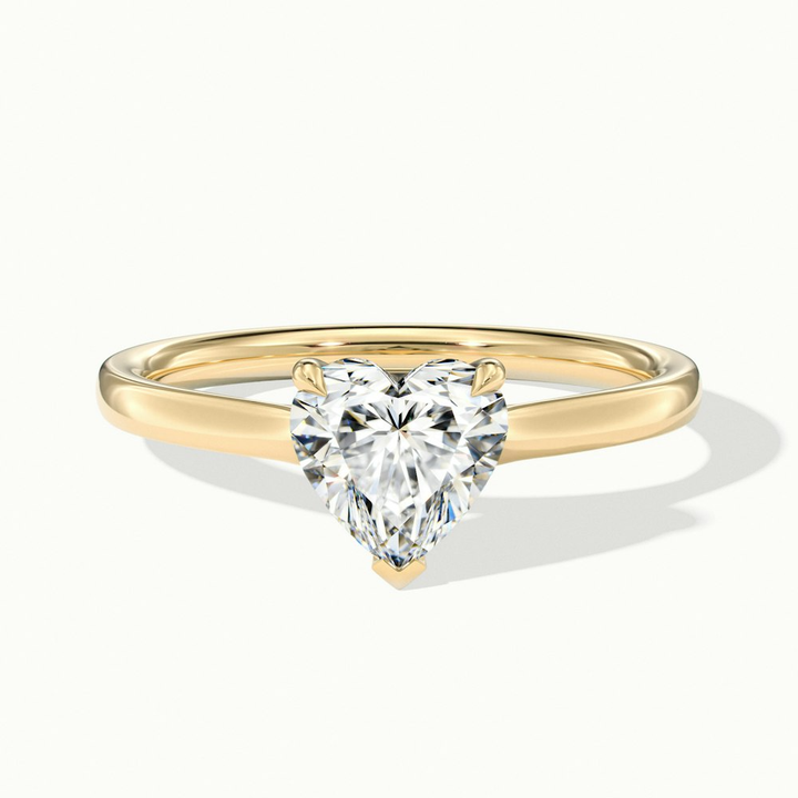 Esha 2 Carat Heart Shaped Solitaire Lab Grown Diamond Ring in 10k Yellow Gold