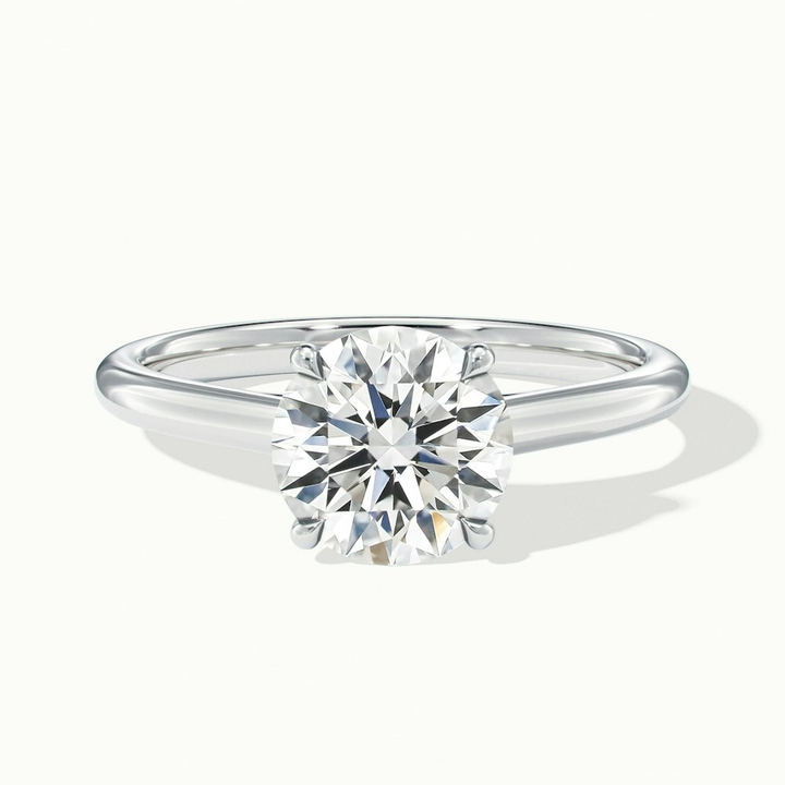 Elena 4 Carat Round Solitaire Lab Grown Diamond Ring in 10k White Gold