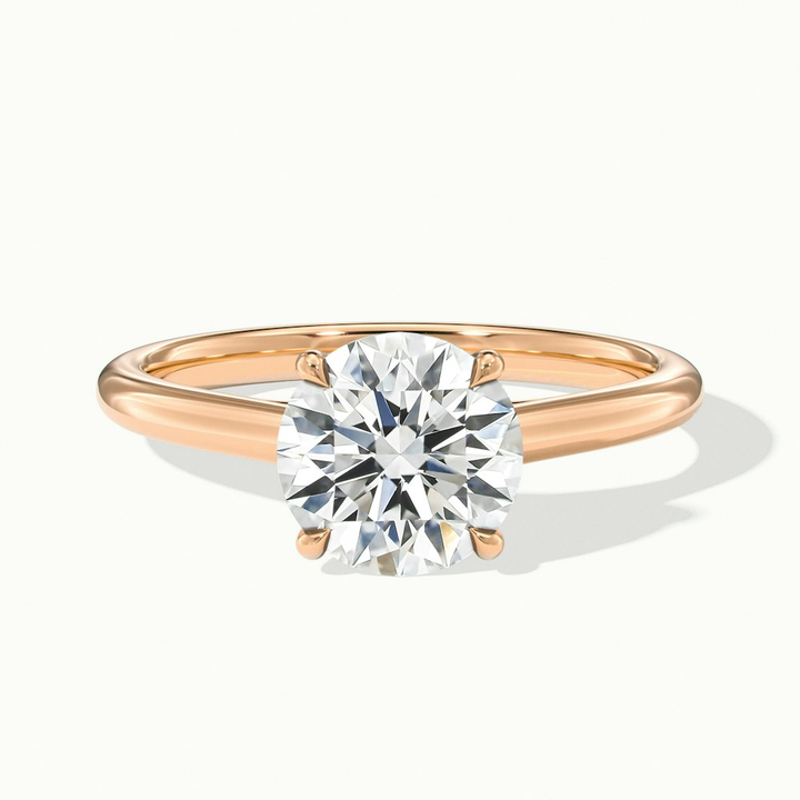 Elena 3 Carat Round Solitaire Lab Grown Diamond Ring in 18k Rose Gold