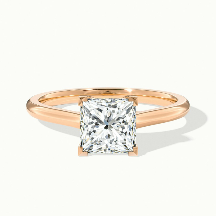 Amaya 2.5 Carat Princess Cut Solitaire Lab Grown Diamond Ring in 10k Rose Gold