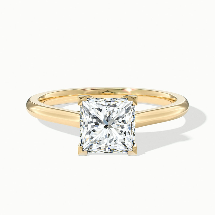 Kai 3 Carat Princess Cut Solitaire Moissanite Engagement Ring in 10k Yellow Gold