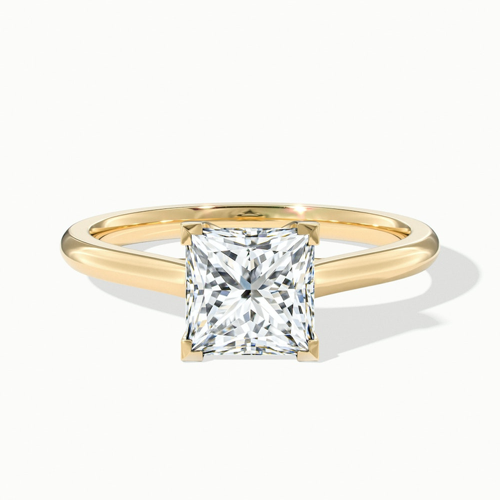 Amaya 4 Carat Princess Cut Solitaire Lab Grown Diamond Ring in 10k Yellow Gold