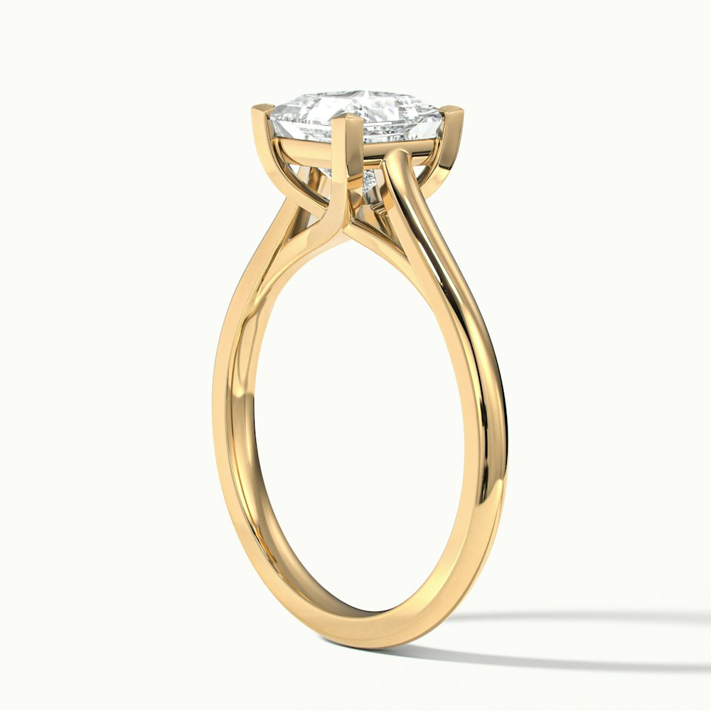 Amaya 4 Carat Princess Cut Solitaire Lab Grown Diamond Ring in 14k Yellow Gold