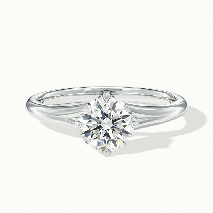 Joy 3.5 Carat Round Cut Solitaire Moissanite Engagement Ring in 18k White Gold