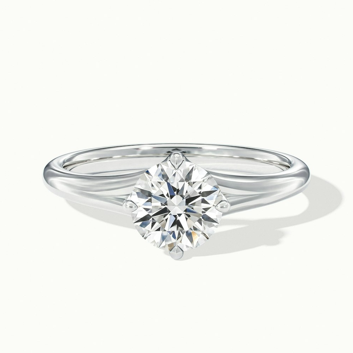 Joy 2 Carat Round Cut Solitaire Moissanite Engagement Ring in 18k White Gold