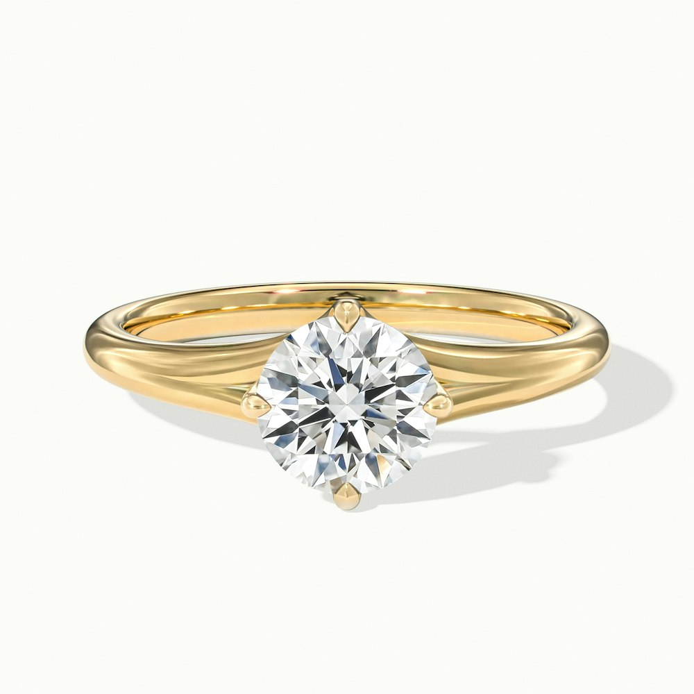 Joy 3 Carat Round Cut Solitaire Moissanite Engagement Ring in 10k Yellow Gold