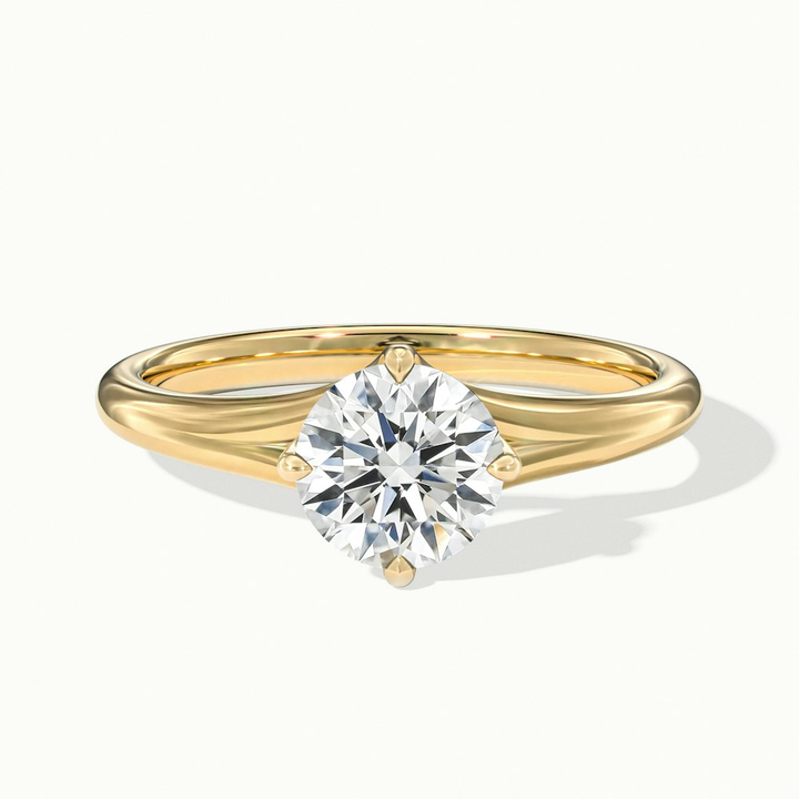 Nelli 1.5 Carat Round Cut Solitaire Lab Grown Diamond Ring in 18k Yellow Gold