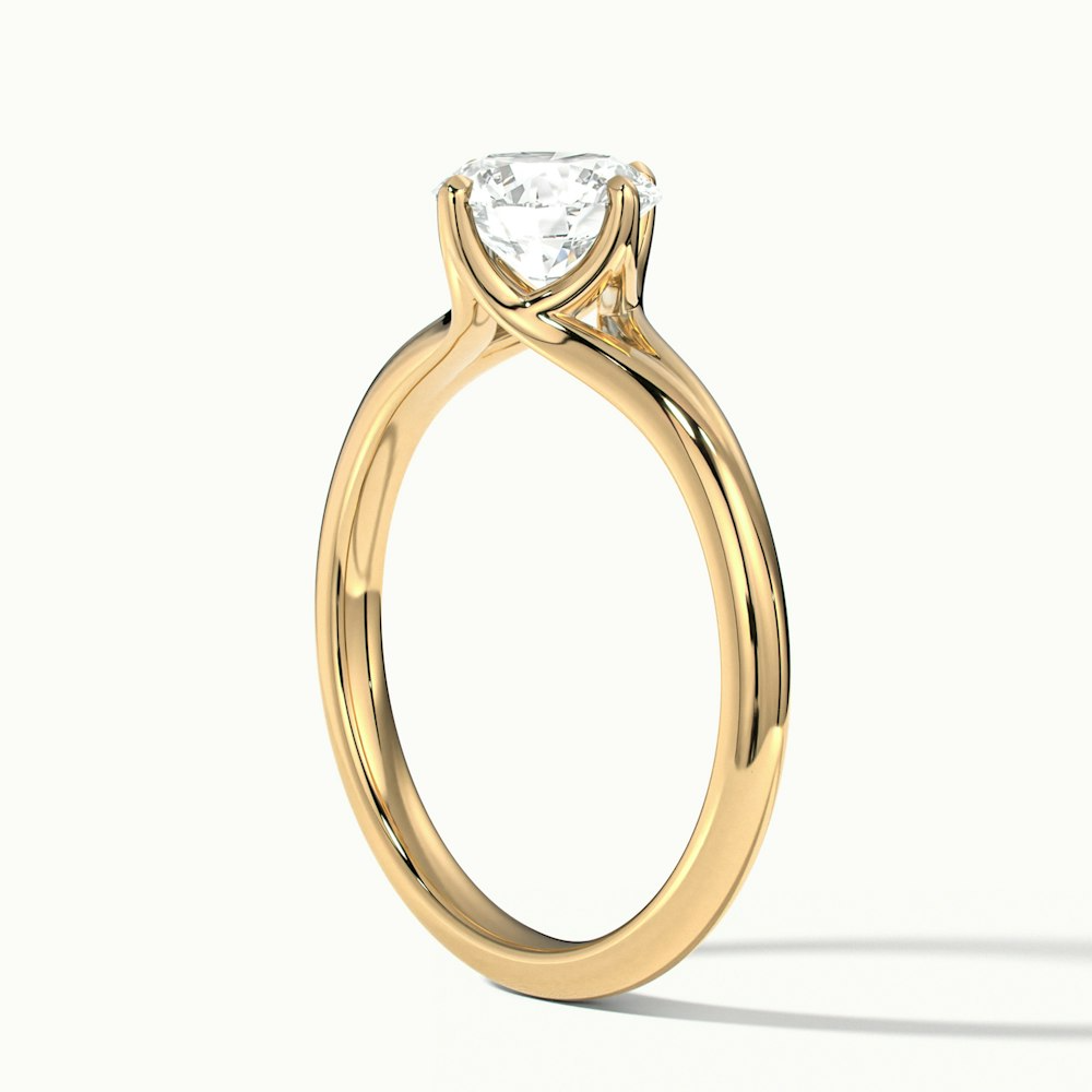 Joy 3.5 Carat Round Cut Solitaire Moissanite Engagement Ring in 14k Yellow Gold