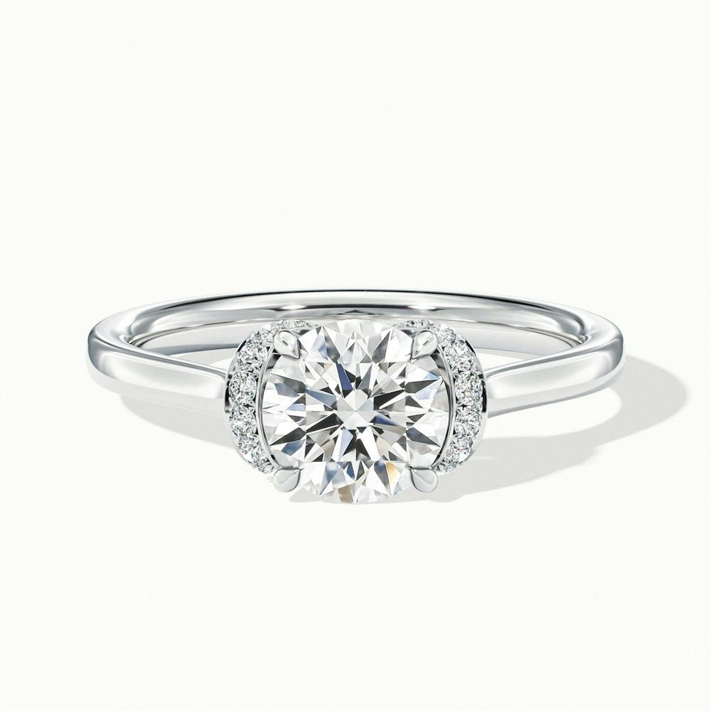 Lux 5 Carat Round Solitaire Garland Pave Lab Grown Engagement Ring in 10k White Gold