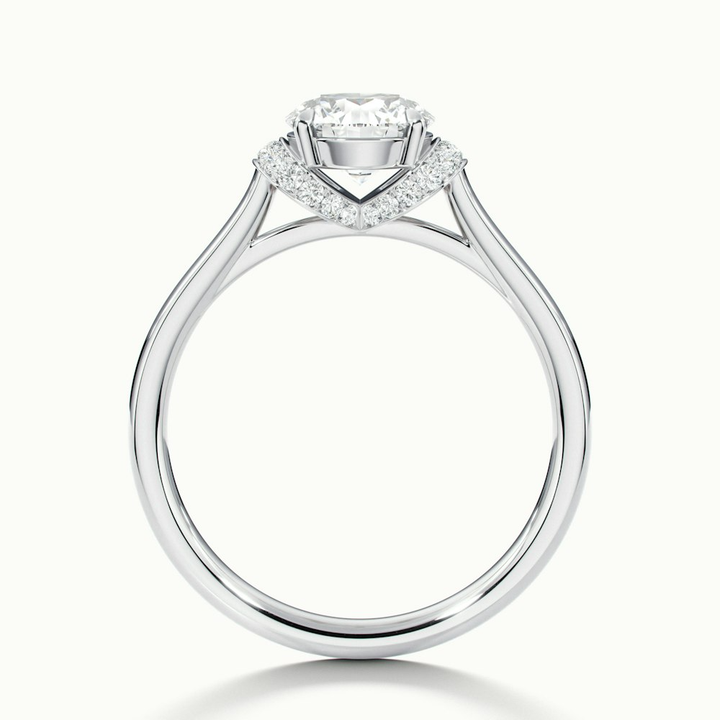 Lux 5 Carat Round Solitaire Garland Pave Lab Grown Engagement Ring in 14k White Gold