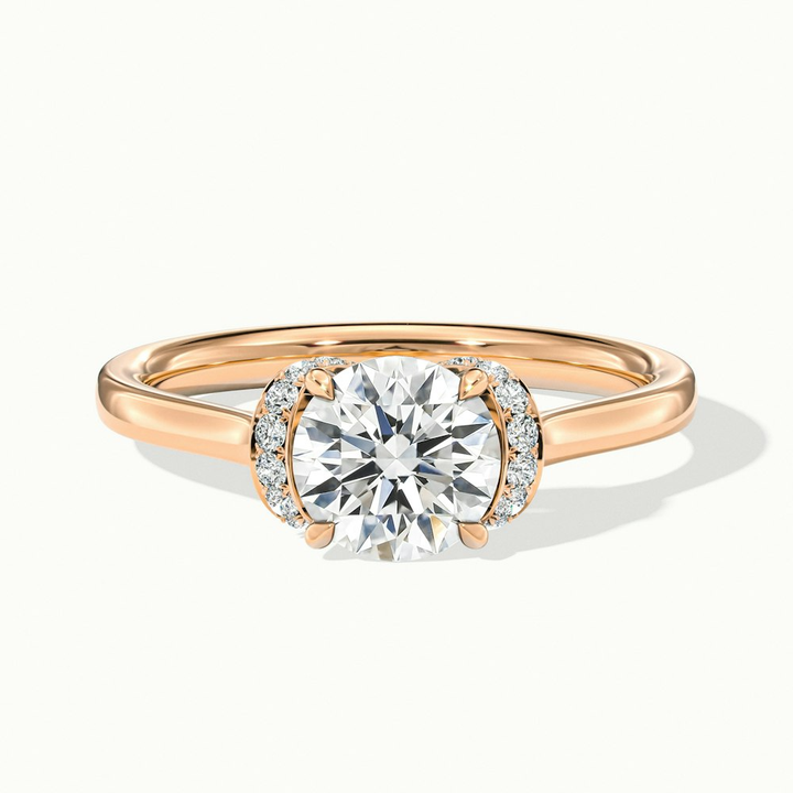 Frey 5 Carat Round Solitaire Garland Pave Moissanite Diamond Ring in 14k Rose Gold