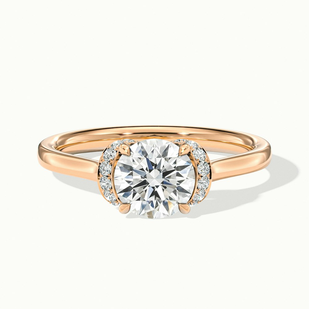 Frey 5.5 Carat Round Solitaire Garland Pave Moissanite Diamond Ring in 10k Rose Gold