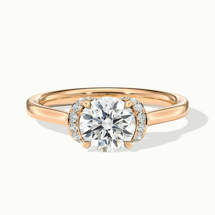 Lux 1 Carat Round Solitaire Garland Pave Lab Grown Engagement Ring in 10k Rose Gold