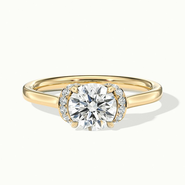 Lux 5 Carat Round Solitaire Garland Pave Lab Grown Engagement Ring in 14k Yellow Gold