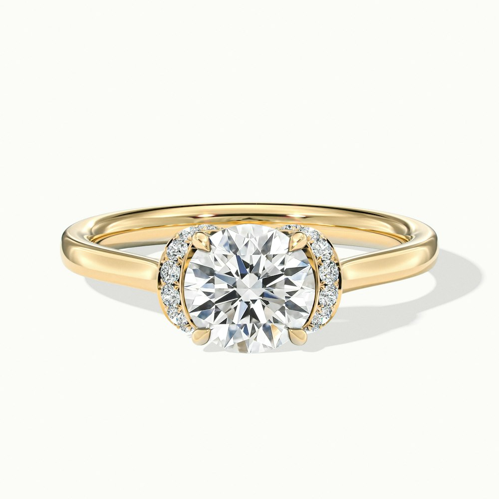 Lux 2 Carat Round Solitaire Garland Pave Lab Grown Engagement Ring in 10k Yellow Gold