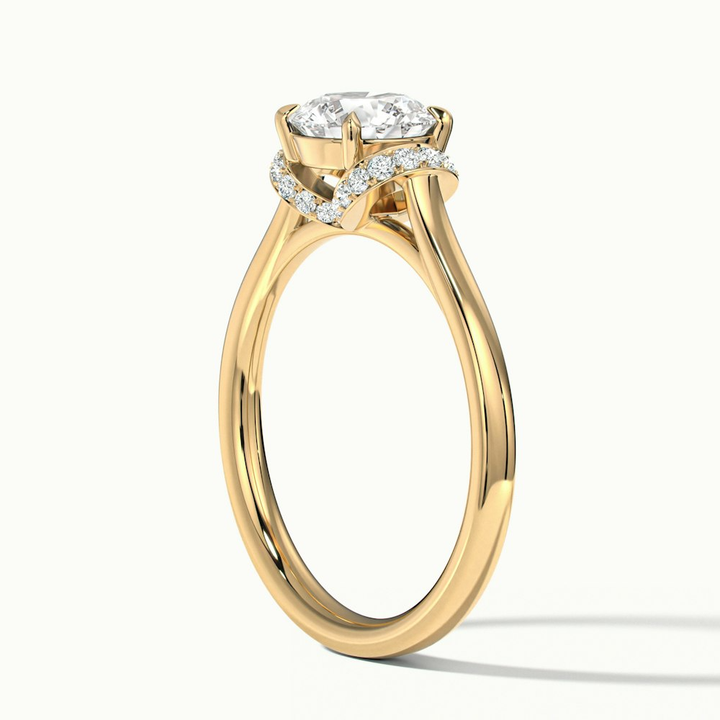 Lux 3.5 Carat Round Solitaire Garland Pave Lab Grown Engagement Ring in 18k Yellow Gold