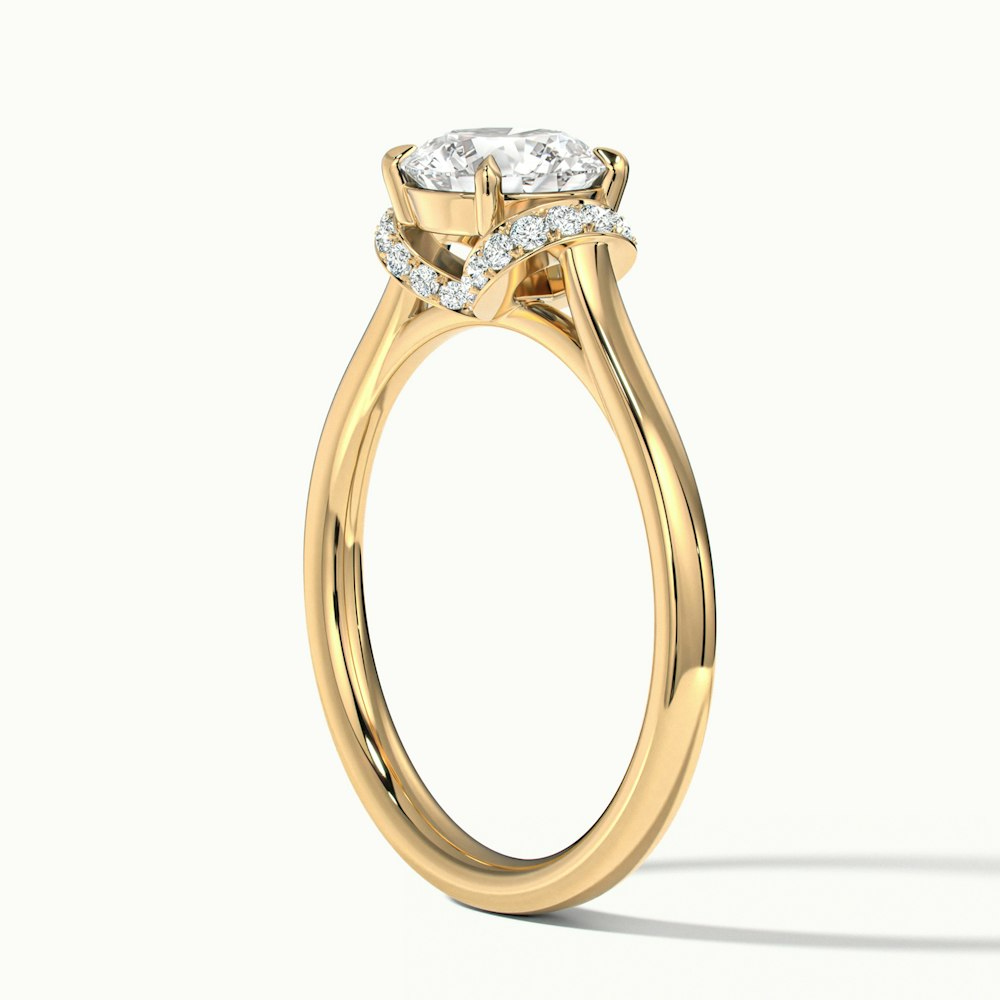 Frey 2 Carat Round Solitaire Garland Pave Moissanite Diamond Ring in 14k Yellow Gold