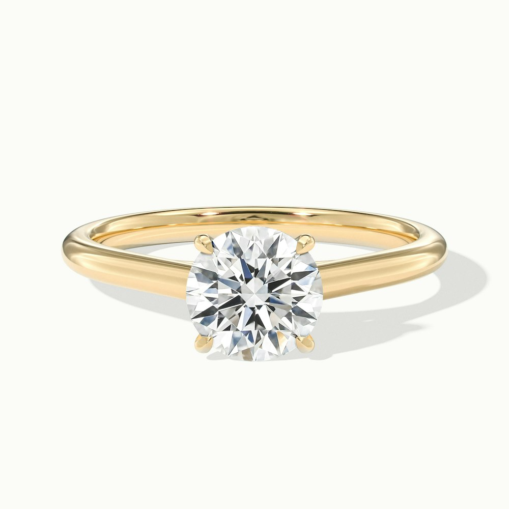 Anika 3 Carat Round Cut Solitaire Lab Grown Diamond Ring in 18k Yellow Gold