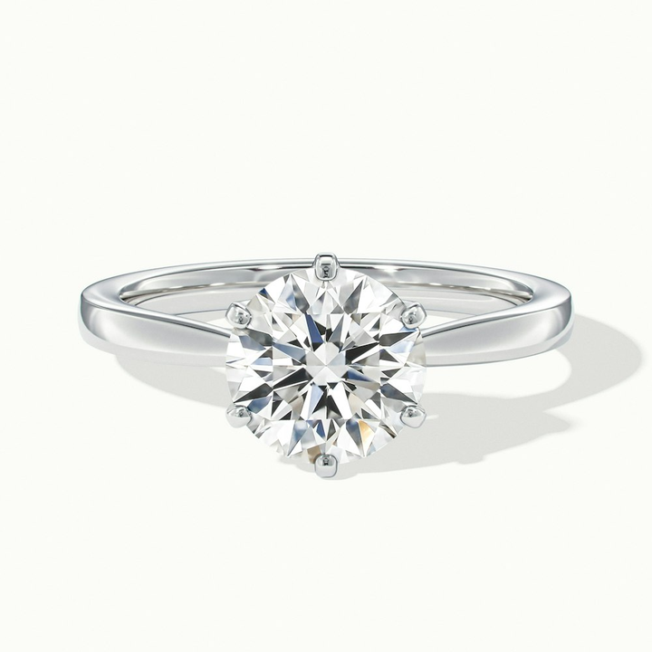 Elle 2.5 Carat Round Solitaire Moissanite Engagement Ring in Platinum