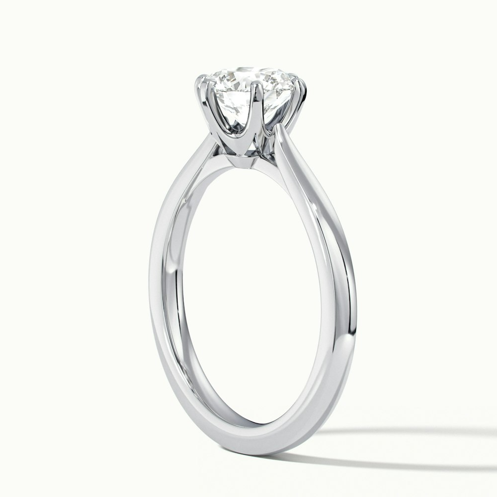 Amy 1 Carat Round Solitaire Lab Grown Diamond Ring in 18k White Gold