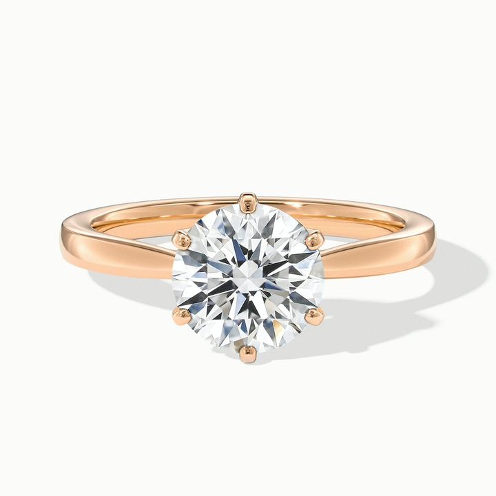 Elle 1 Carat Round Solitaire Moissanite Engagement Ring in 10k Rose Gold