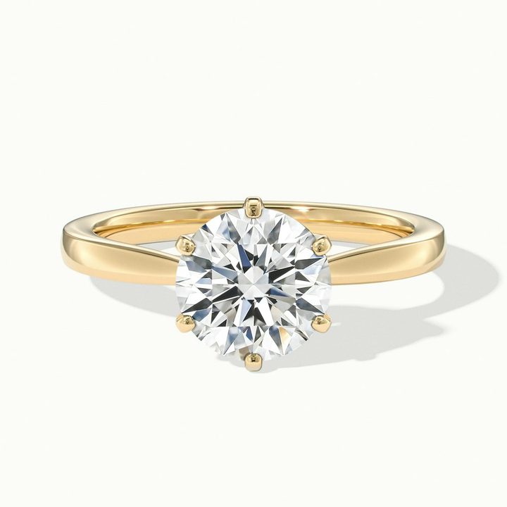 Amy 4.5 Carat Round Solitaire Lab Grown Diamond Ring in 14k Yellow Gold