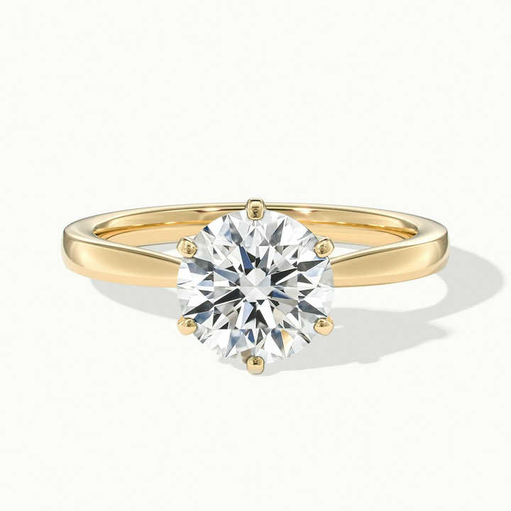 Elle 2 Carat Round Solitaire Moissanite Engagement Ring in 10k Yellow Gold