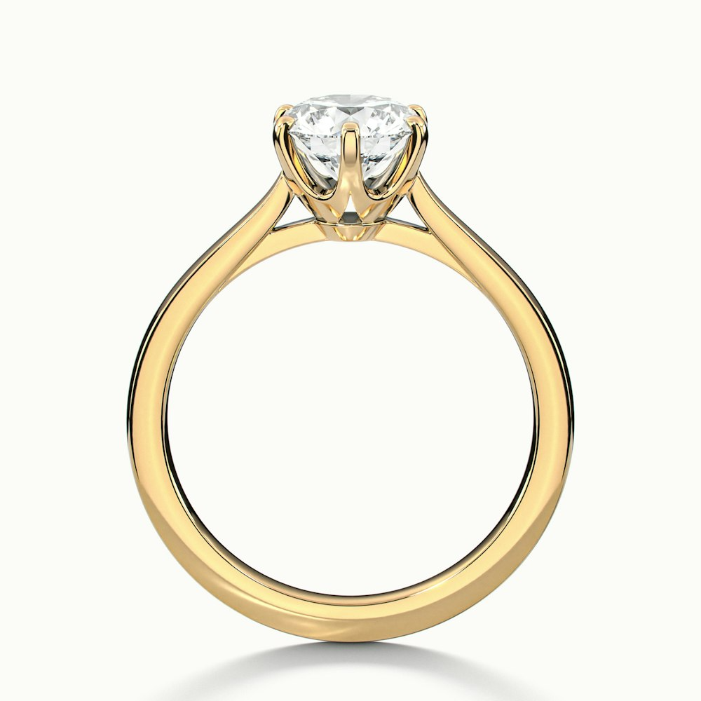 Amy 1 Carat Round Solitaire Lab Grown Diamond Ring in 10k Yellow Gold