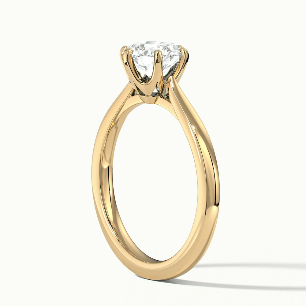 Amy 1 Carat Round Solitaire Lab Grown Diamond Ring in 10k Yellow Gold