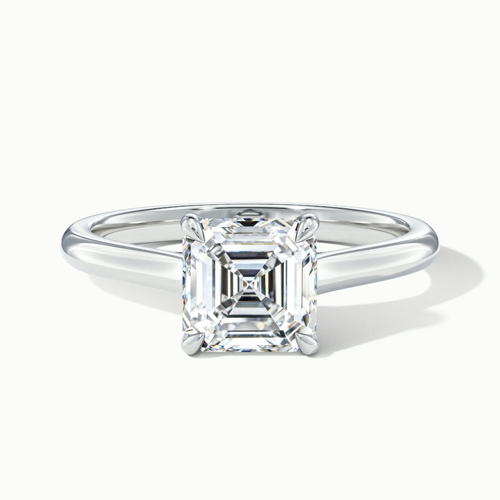 April 5 Carat Asscher Cut Solitaire Lab Grown Diamond Ring in Platinum