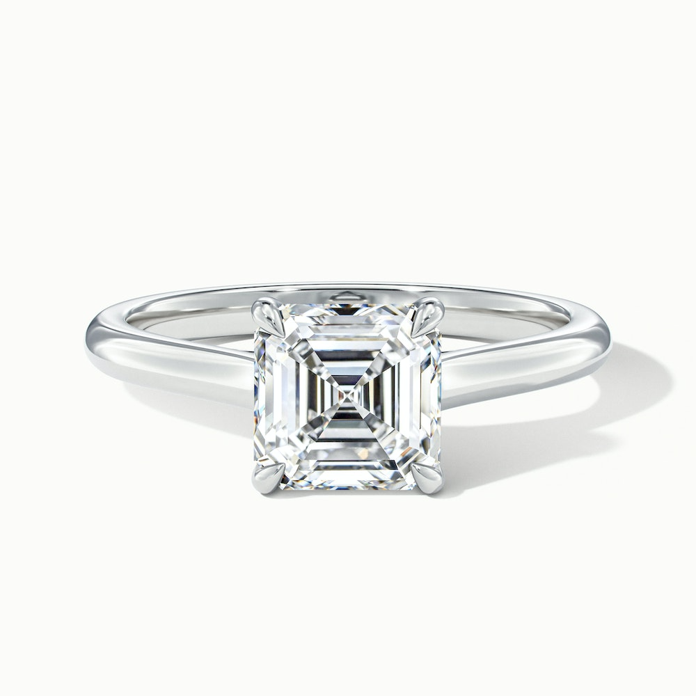 April 2.5 Carat Asscher Cut Solitaire Lab Grown Diamond Ring in 18k White Gold