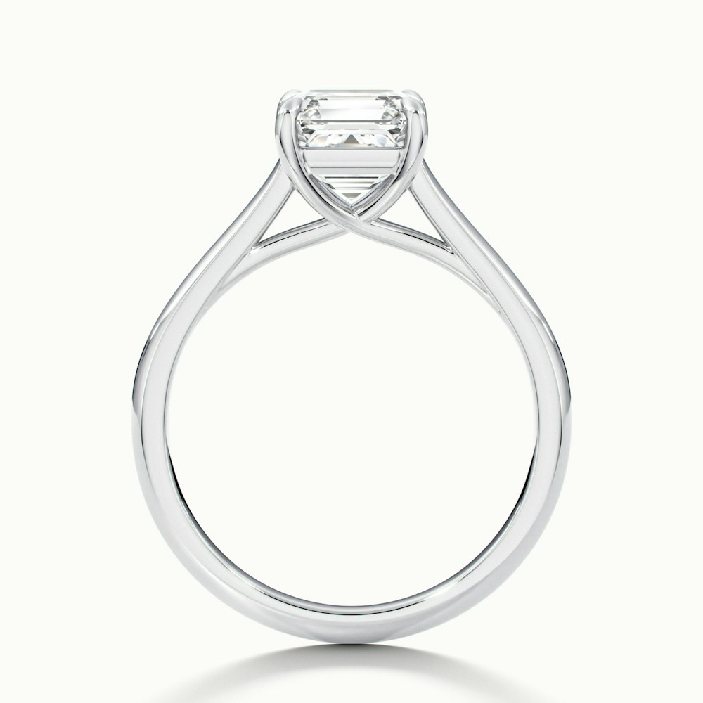 April 2.5 Carat Asscher Cut Solitaire Lab Grown Diamond Ring in 18k White Gold