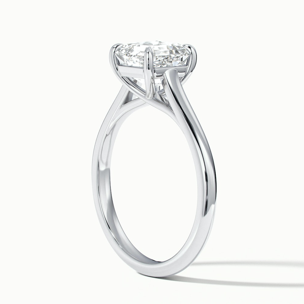 April 5 Carat Asscher Cut Solitaire Lab Grown Diamond Ring in 14k White Gold