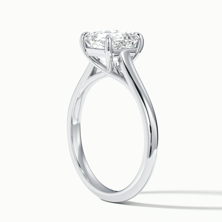 April 3 Carat Asscher Cut Solitaire Lab Grown Diamond Ring in 18k White Gold