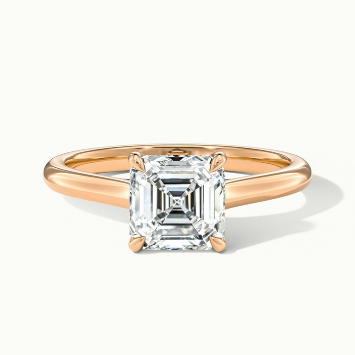 Ales 6 Carat Asscher Cut Solitaire Moissanite Engagement Ring in 10k Rose Gold