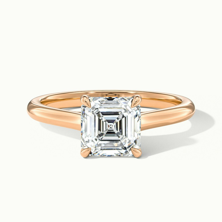 April 1 Carat Asscher Cut Solitaire Lab Grown Diamond Ring in 14k Rose Gold