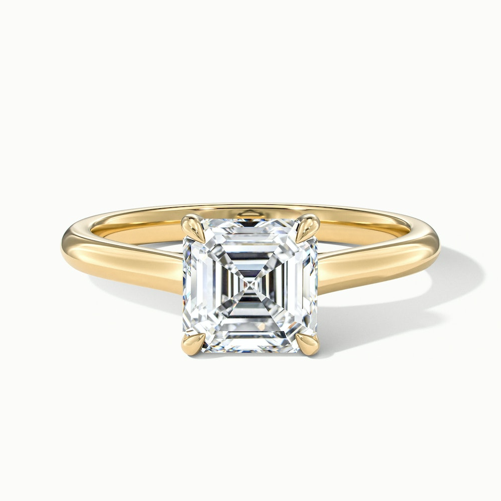 Ales 8 Carat Asscher Cut Solitaire Moissanite Engagement Ring in 14k Yellow Gold