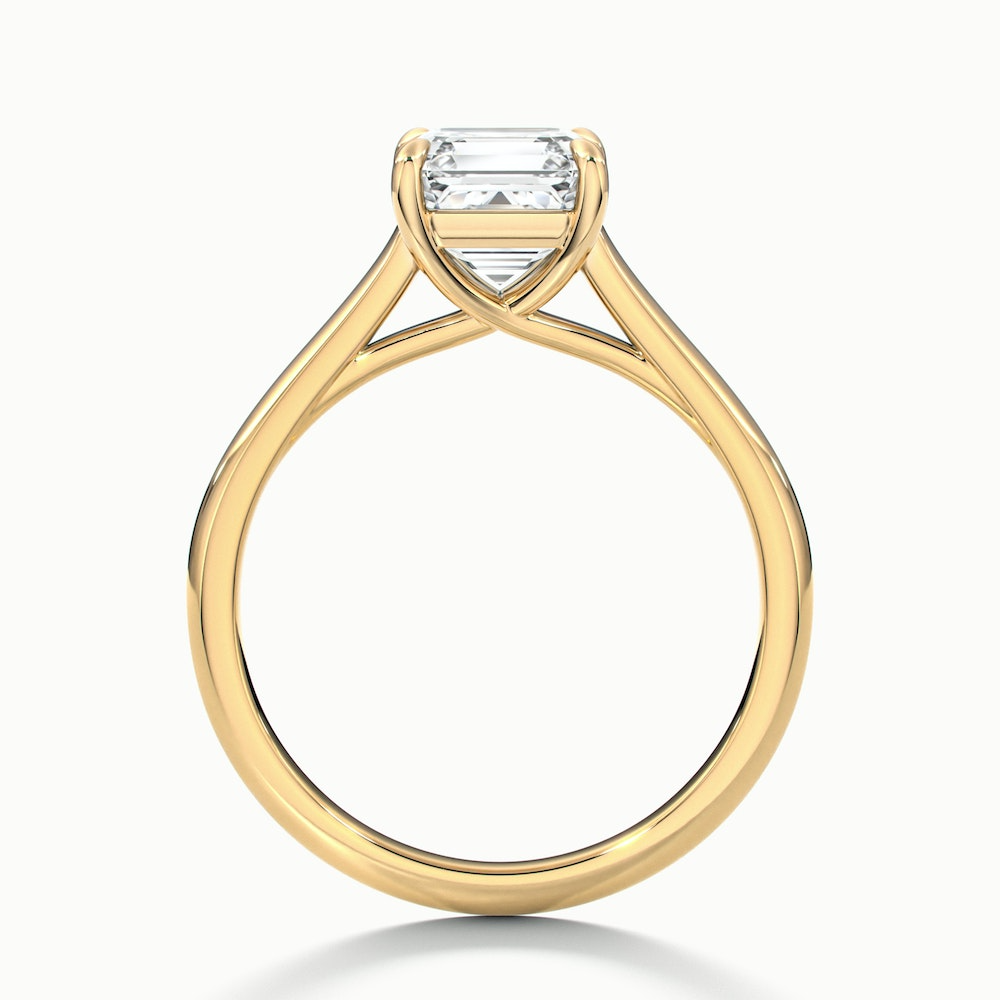 Ada 3.5 Carat Asscher Cut Solitaire Moissanite Engagement Ring in 10k Yellow Gold
