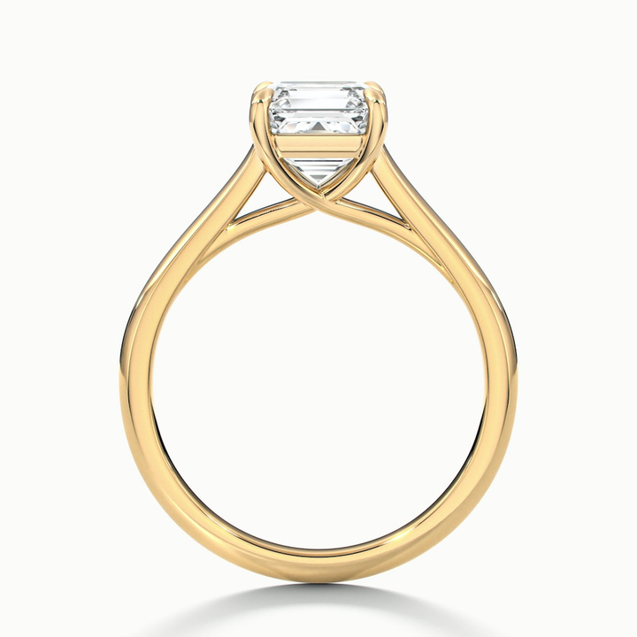 April 3.5 Carat Asscher Cut Solitaire Lab Grown Diamond Ring in 10k Yellow Gold