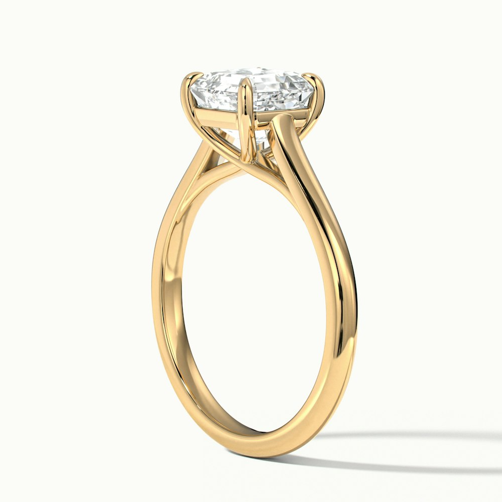 April 2 Carat Asscher Cut Solitaire Lab Grown Diamond Ring in 10k Yellow Gold