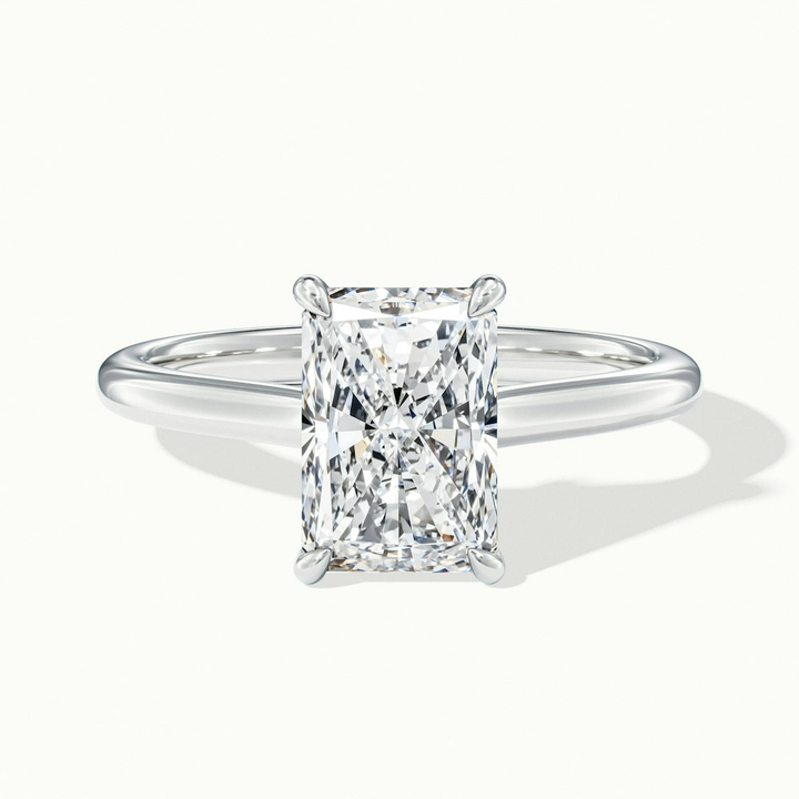 Adel 6 Carat Radiant Cut Solitaire Moissanite Engagement Ring in 10k White Gold