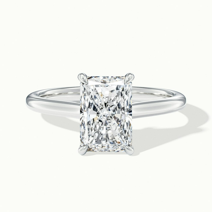 Daisy 5 Carat Radiant Cut Solitaire Lab Grown Diamond Ring in 10k White Gold